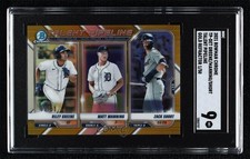 2021 Bowman Gold Refractor 1/50 Zack Short Riley Greene Matt Manning SGC 9 4l3