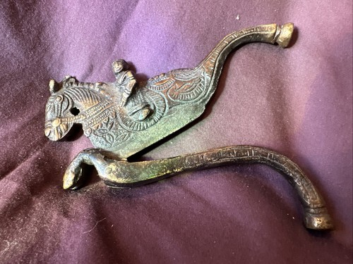 Vintage Brass Betel Nut Cracker Moghul On Horseback 1800s 5” India Victorian