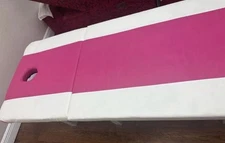 Portable Pink and White Massage Table with Face Rest Hole