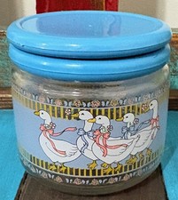 Vintage Farmhouse Country Geese Glass Jar Can...