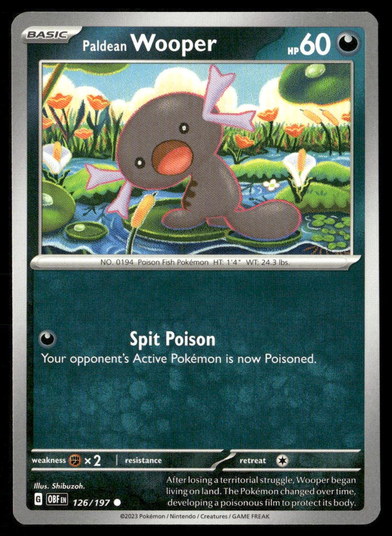 Paldean Wooper Obsidian Flames 126/197 Common Pokemon Near Mint