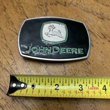 John Deere Tractor Logo Promo Belt Buckle Enameled Vtg 80s 90s