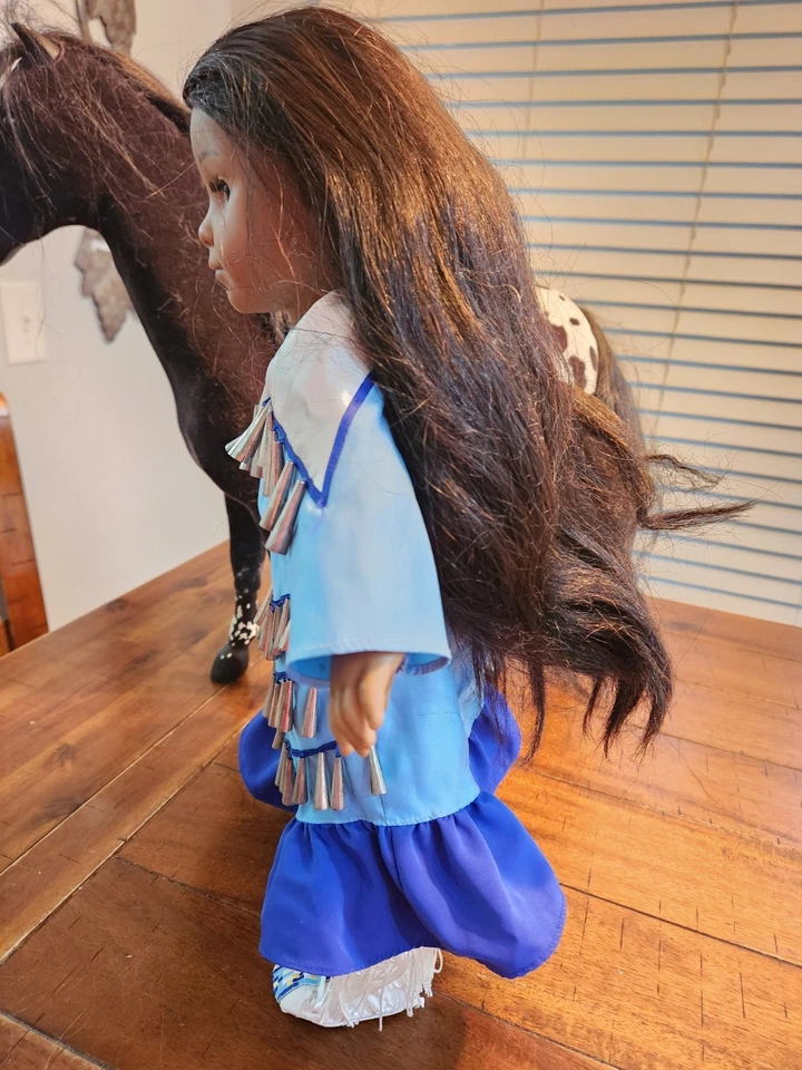 Pleasant Co. American Girl Doll Kaya In Blue Jingle  Dress And Horse - Image 3 of 4