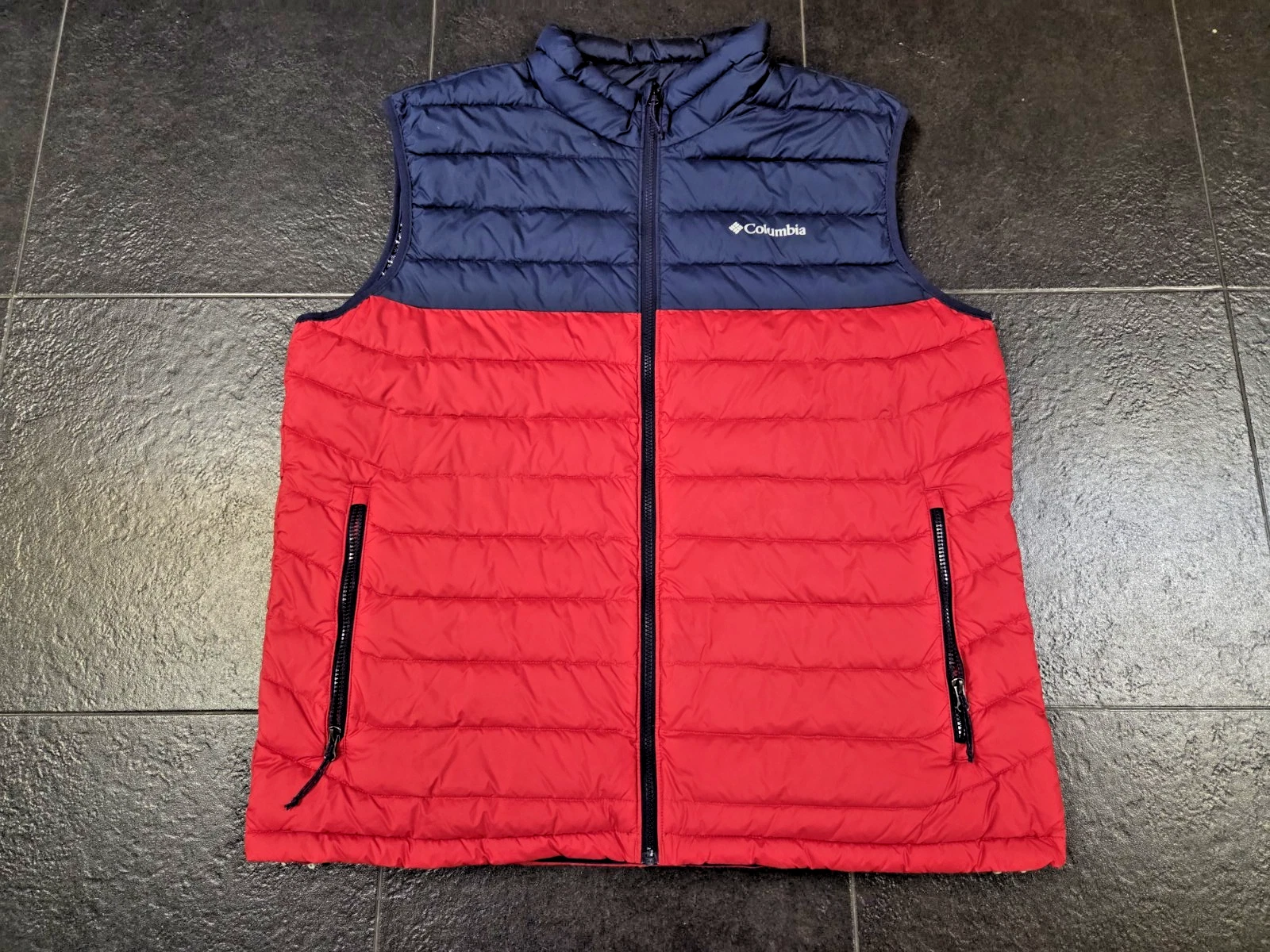 COLUMBIA MENS POWDER LITE THERMARATOR OMNI HEAT PUFFER VEST SZ XXL RED/BLUE
