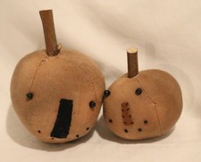 Primitives By Kathy Dark Orange Pumpkin Head Set 2 Sitter Rustic Halloween Decor
