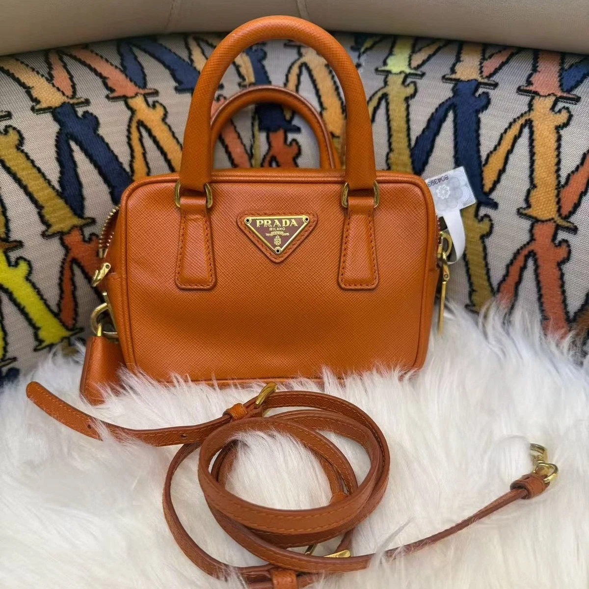 PRADA Leather Exterior Orange Bags & Handbags for Women for sale