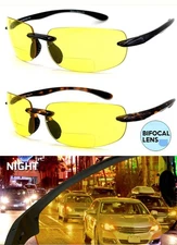 Rimless Inner Bifocal Wrap Around Sunglasses Sun Reader Night Driving Lens