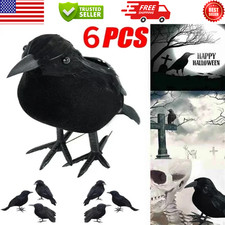 Realistic Artificial Crows Halloween Decorations Feather Crow Party Props 6pcs