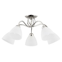 Deckenlampe 5-Flammig Blendarm Glas Chrom E27 L:61 Cm Deckenleuchte Schlafzimmer