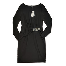 Lauren Ralph Lauren LRL Jersey Sheath Dress Sz 8 Black Buckle Trim Stretch NWT