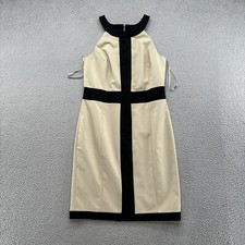 Ann Taylor Womens Beige Black Sleeveless Sheath Dress in Size 8