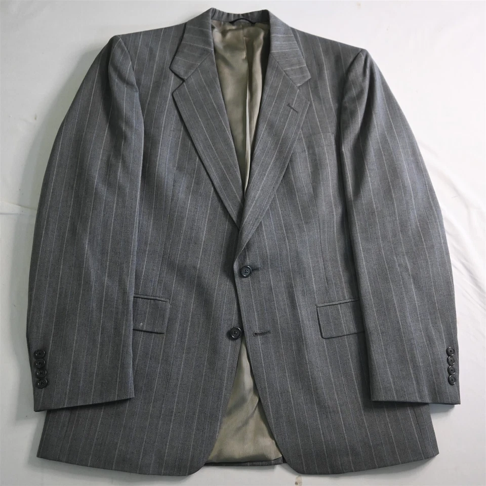 De Colección Austin Reed Hecho en EE. UU. 42L 36x34 Gris Rayas Lana Hombres Chaqueta Pantalones Traje Foto 2 de 4