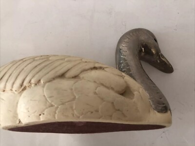Vintage Elli Malevolti Duck Figurine Brass Accented Hand painted