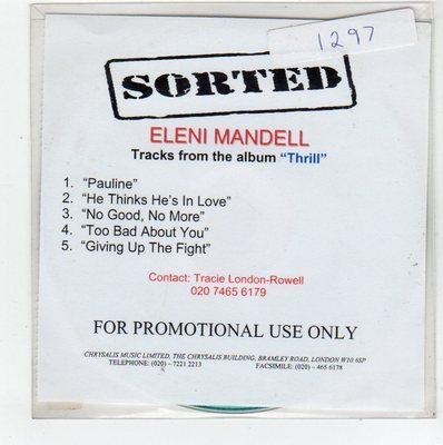 (FC886) Eleni Mandell, Thrill 5 track sampler - DJ CD