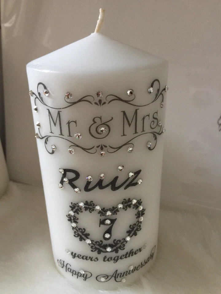 Velas personalizadas aniversario/boda hechas con cristales de Swarovski vela monograma Foto 2 de 4