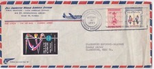 Stamps Dominica Pan American cover Exhibition Cinderella label airmail to USA