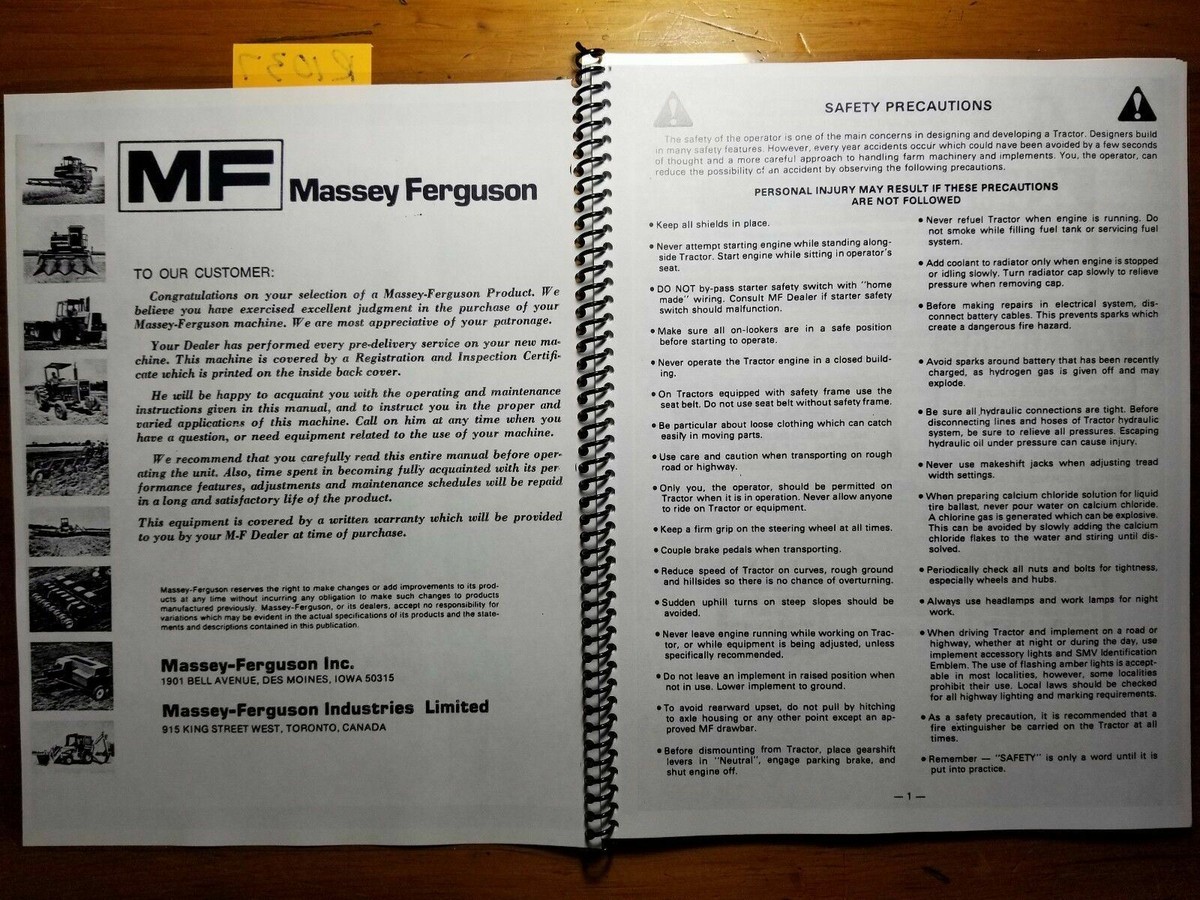 Massey Ferguson MF 255 265 275 Tractor Service Manual – Full OEM Repair & Operators Guide Printed Edition 7 thumbnail image