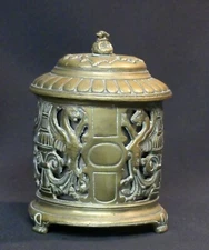 AA 19èm élégant pot urne ajouré bronze finement ciselé dragon 15cm 900g