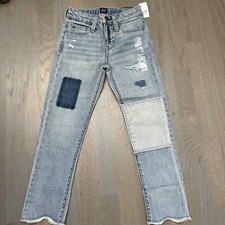 NWT Gap kids girl girlfriend patch mid rise jeans denim pants size 6