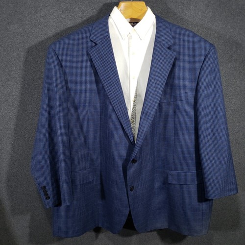 Oak Hill Men’s Blazer Mens 4XL 58R 60R Blue Check Sport 2 Button Suit Jacket