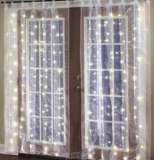 Tab Top Pre-1 Lit Window Panel With 64 LED Lights Holiday Christmas Decorations