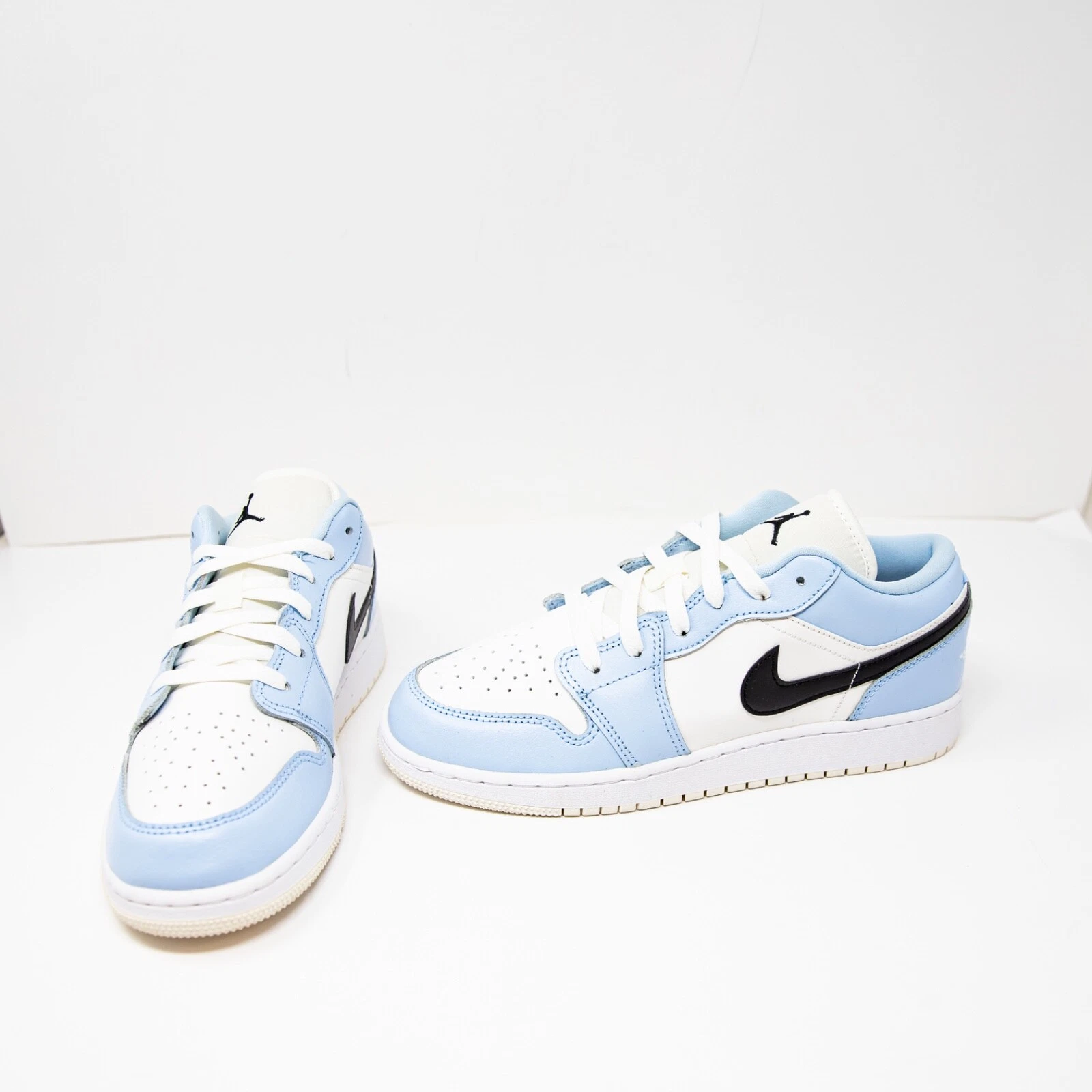 NUOVE scarpe sneakers stringate Nike Youth Air Jordan 1 Low GS blu ghiaccio bianco nero