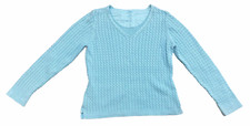 Talbots L/S Cableknit Sweater Pullover 100 Cotton Top Women's Size Large L Blue