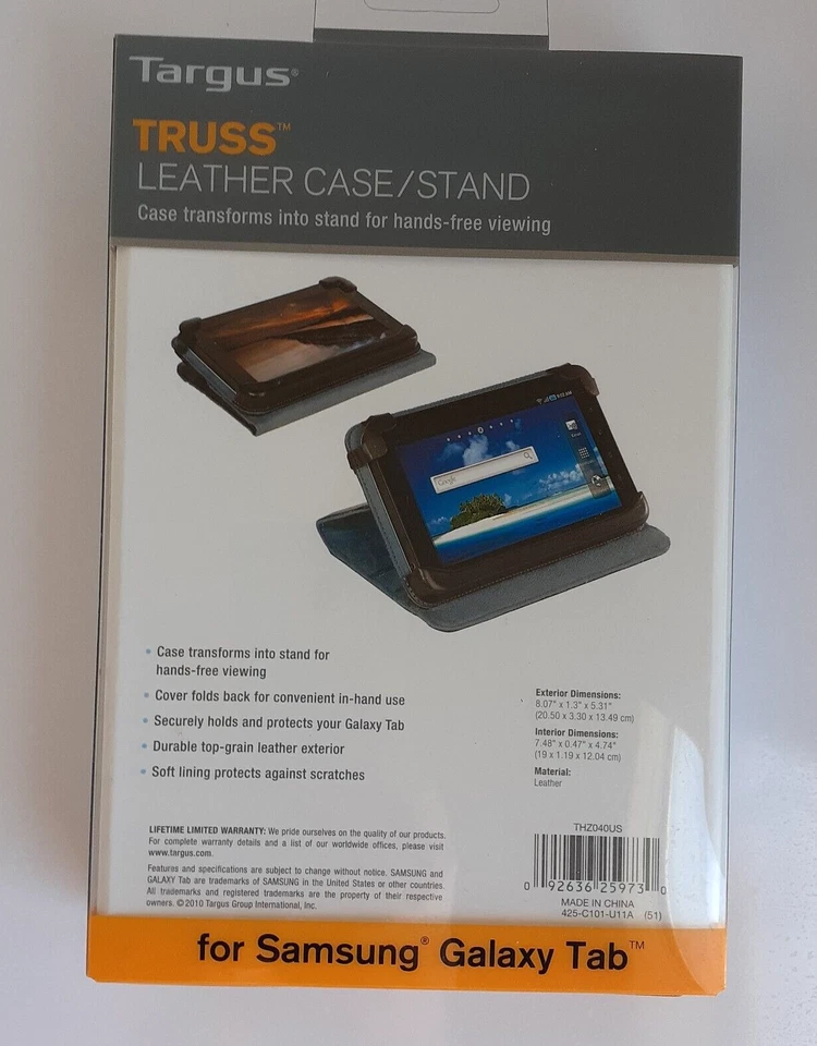 Targus Truss Leather Case / Stand For Samsung Galaxy Tab size 7.48"X0.47"X4.74" - Image 2 of 4
