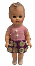 The Sun Rubber Co. GirlDoll - Blue Eyes Lt Brown RubberHair - Squeak Toy -1956