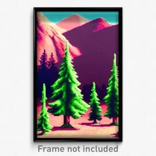 Pixel Art Poster - Evergreen Mars (8 Bit Psychedelic Trippy Video Game Print)