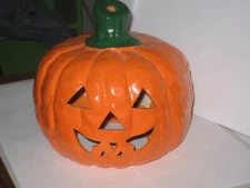 7" x 6" "Happy Halloween  Jack-O-Lantern Light Up Tabletop Decoration Plaster