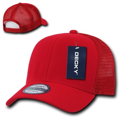 Solid Red 6 Panel Mesh Trucker Acrylic 