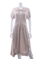 Isabel Marant 'Iris' Striped Midi Dress / Burgundy/Ivory