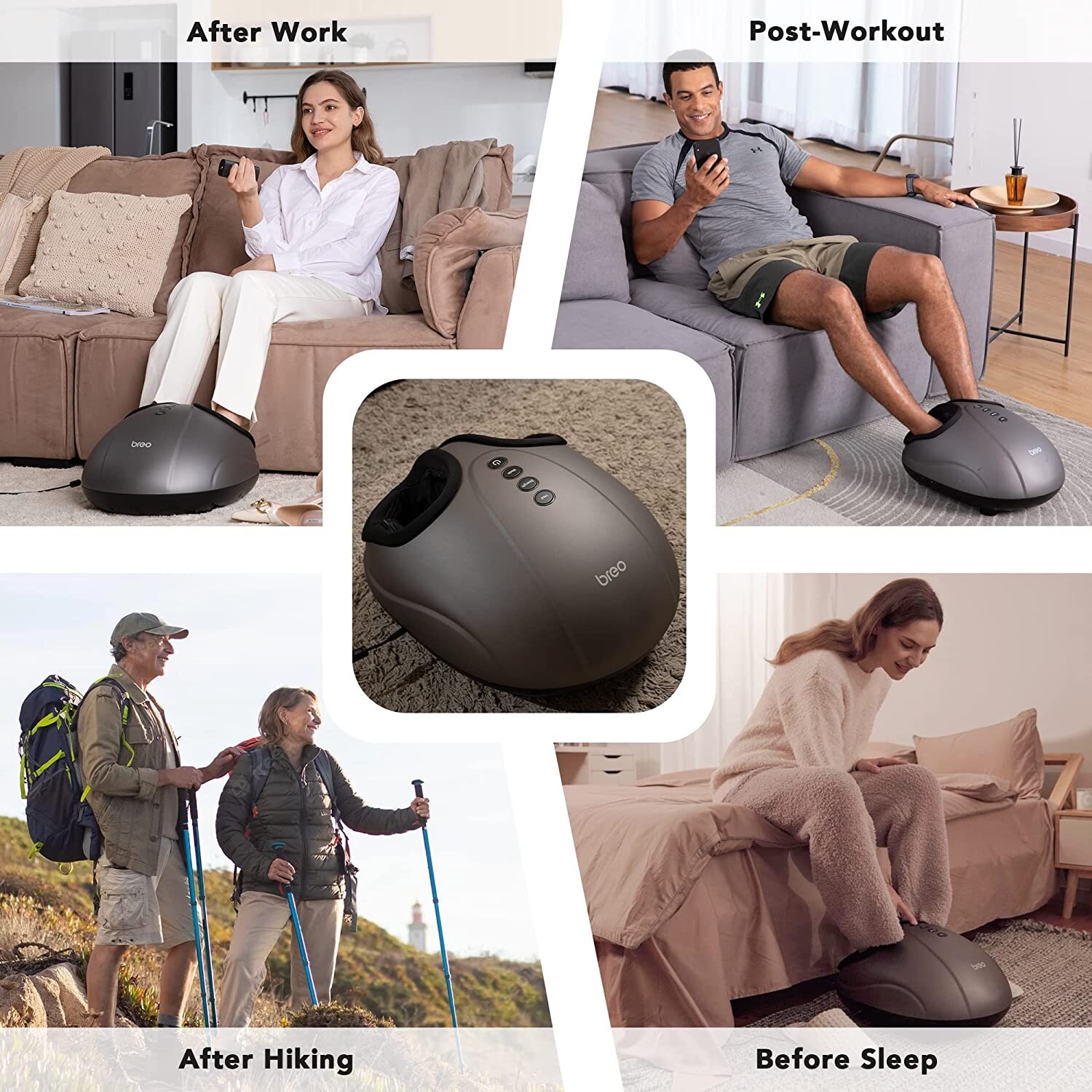 Breo Foot Massager with Heat,3 Strengths & 3 Modes,Deep Kneading,Air