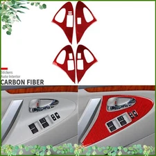 Red Carbon Fiber Interior Window Lift Switch Panel Cover For Toyota Camry 06-11
