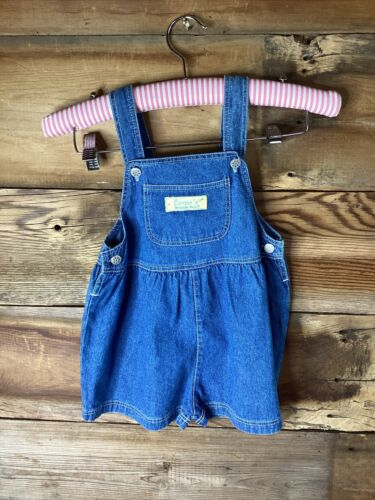 Vintage Carters  2 Years  JEAN SHORTALL  blue denim SHORTS Short Overall NOS - Picture 1 of 6