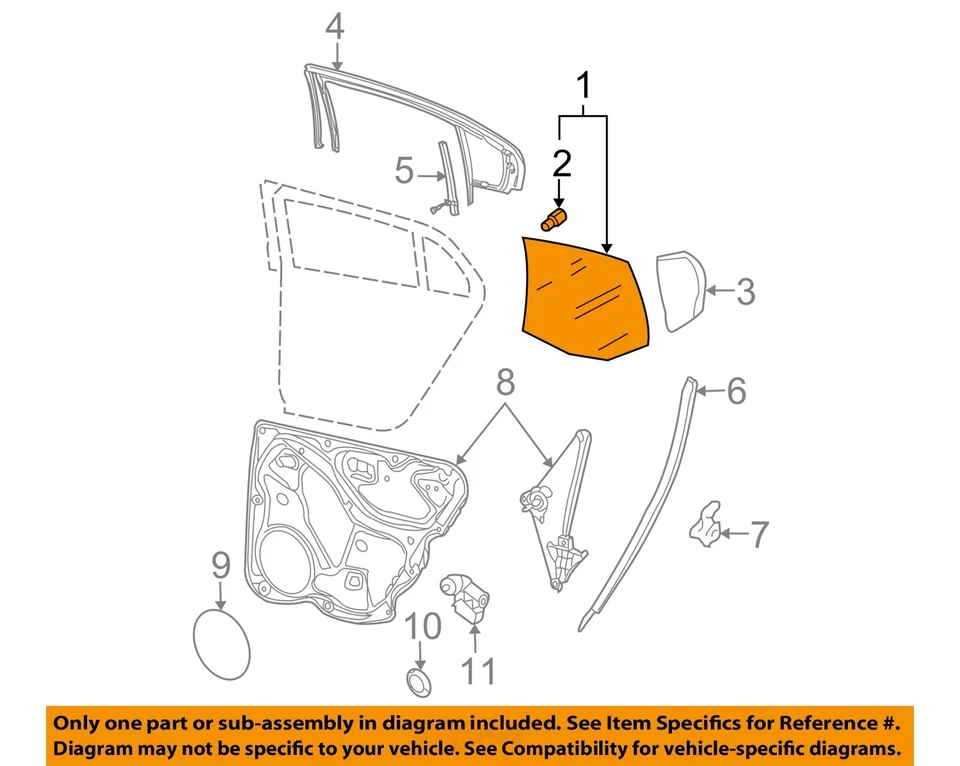 Puerta trasera pasajero cristal OEM 2006 2007 2008 2009 2010 Volkswagen Passat Foto 3 de 4