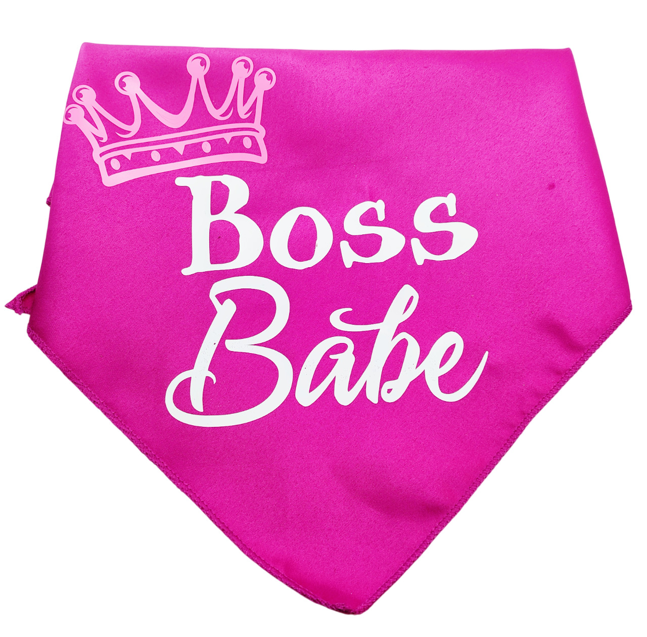 Medium Pink Boss Babe with Crown Dog Bandana Scarf - Dog Clothes