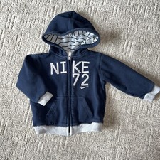 NIKE 72 Kids Fleece Full Zip Blue Navy Gray Sweater Jacket Size 18 Months