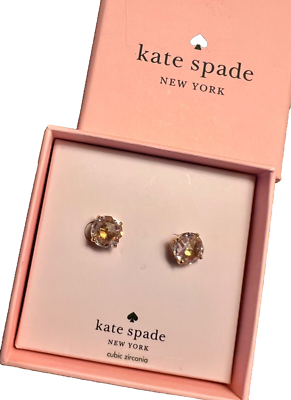 Kate Spade Bright Ideas Gold Clear Stud Earrings, New/Boxed