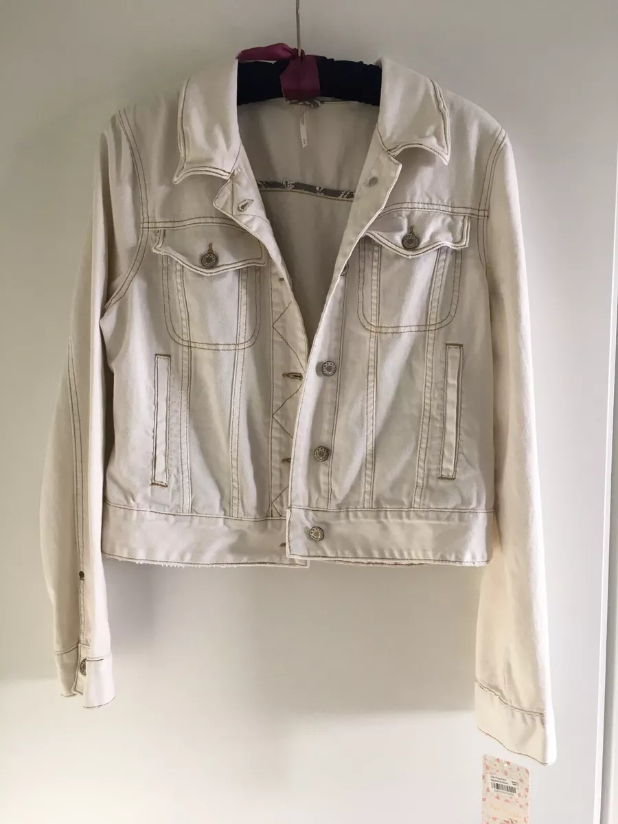 Cream colored jean jacket sale