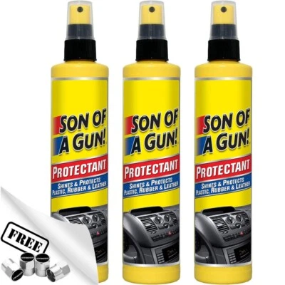 STP 3 x Son Of A Gun Cruscotto Auto Plastica Vinile Gomma Pelle Protettivo Lucentezza + CP