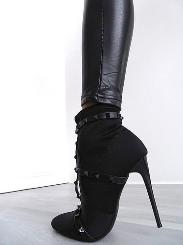 Fersini Original High Heels Pointy Spikes Belts Boots Black 38 - Picture 3 of 8