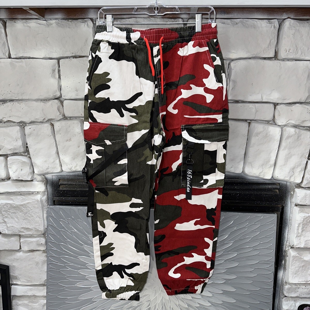 DOUBLE COLOR CAMO JOGGER PANTS Over Sized Hip Hop Drawstring Sz