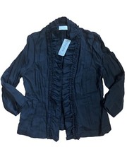 NEW CHICO S 3/4 Sleeve Ruffled Elegance Emmett Jacket Blazer Black sz 1