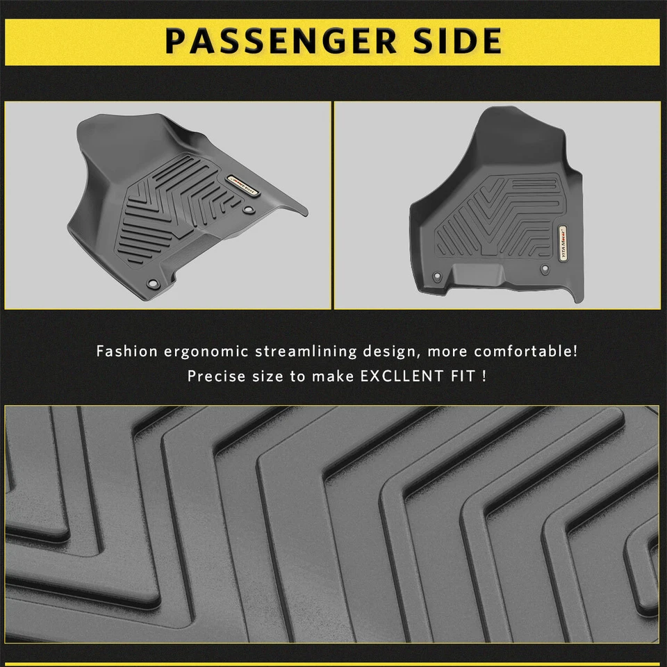 YITAMOTOR 3D Floor Mats for 2012-2018 Ram 1500 2500 3500 Crew Cab 19-24 Classic - Изображение 3 из 4