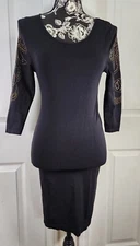 Bebe Bodycon Black Sleeve Studded Dress P/S