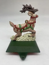 Vintage Midwest Cannon Falls SANTA'S REINDEER Cast Iron Stocking Hanger Holder