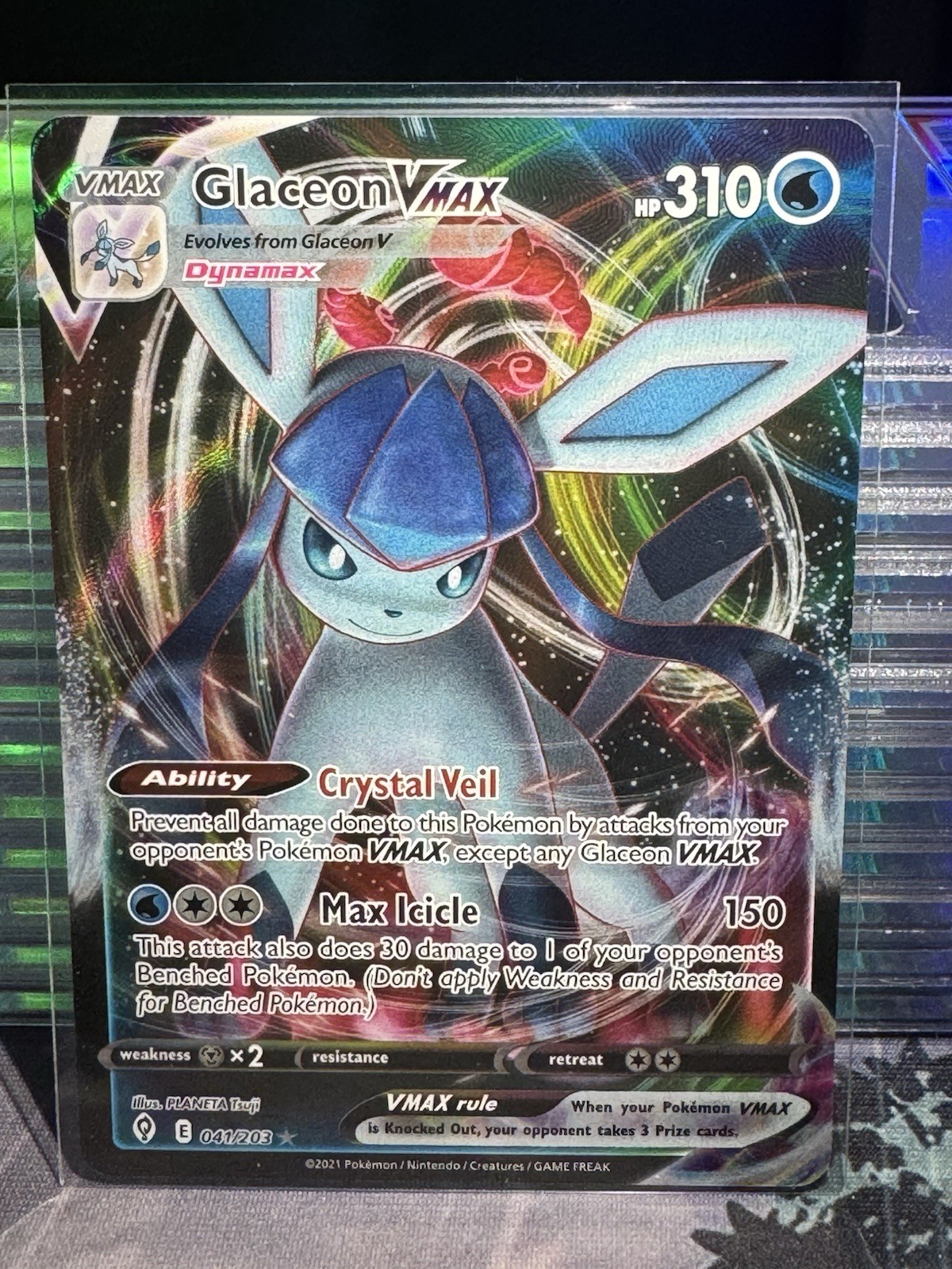 Pokémon TCG Glaceon VMAX Evolving Skies 041/203 Holo Ultra Rare