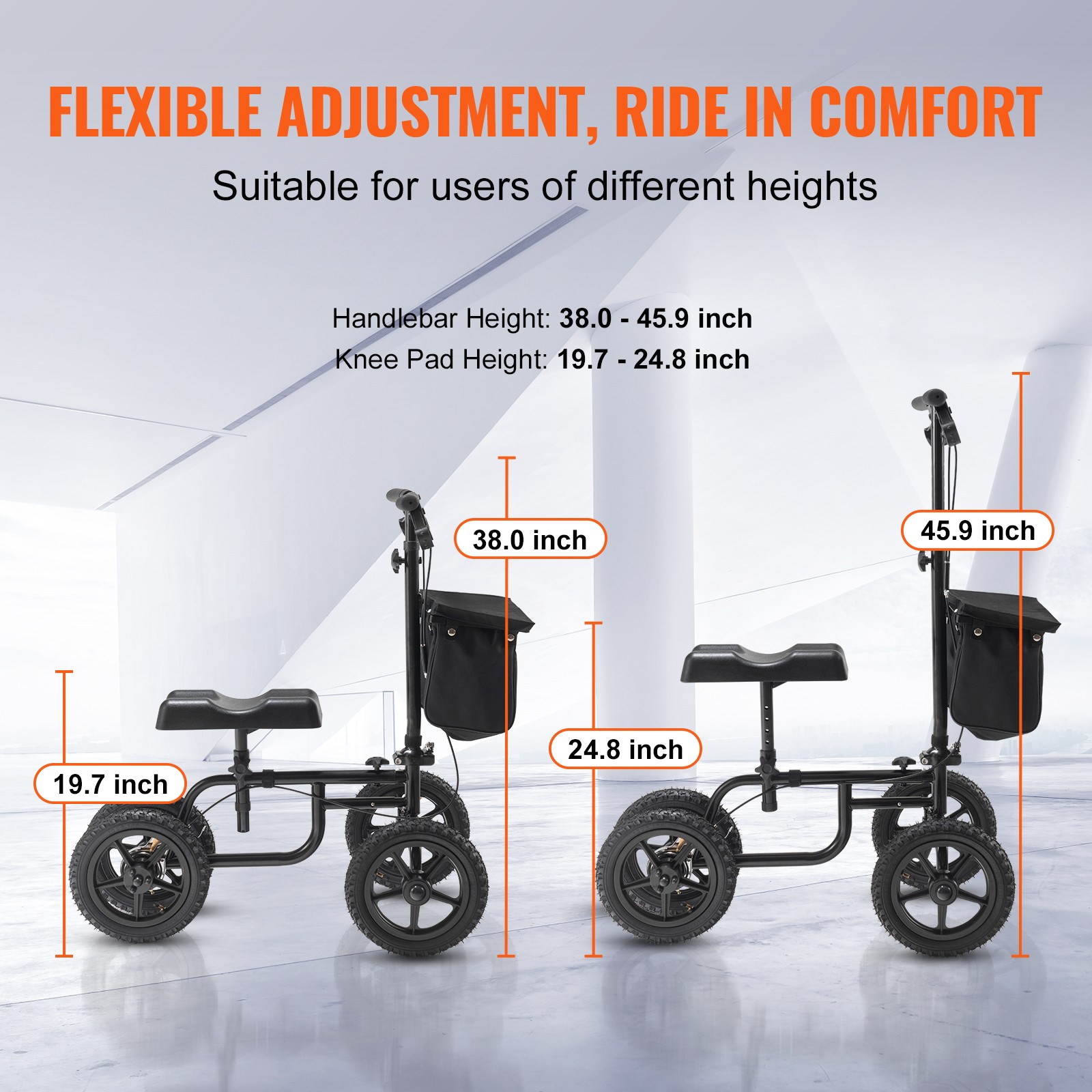 Genou scooter de récupération VEVOR idéal pour les déplacements à la maison - 3
